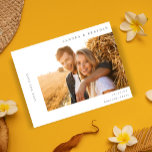 H モダン 2シンプル写真Save the Date 招待状<br><div class="desc">シック&ミニマユニークリズムでモダンは、この写真を説明する特徴の日付を保存する。春の結婚式、夏季の結婚式、素晴らし秋の結婚式、素朴な結婚式、冬の結婚式、お姫様のテーマなど結婚結婚、アーティストがデザインし、それが何のためのものだ。日付ユニークの送信、シック、モダン保存。プロフェッショナルカスタムレベルのプカスタムリンタに印刷さ高品質れた招待状価格なし品質。そして、あなたは簡単に私たちのテンプレートと自分の招待状を作ることができる。このページにアクセスして、写真に今日の日付を保存する。</div>