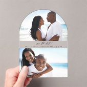 H モダン Duo写真Save the Date Arc アクリル招待状 (インサイチュ (ポータブル))