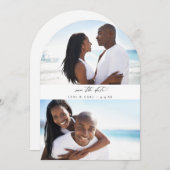 H モダン Duo写真Save the Date Arc 招待状 (正面/裏面)