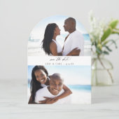 H モダン Duo写真Save the Date Arc 招待状 (スタンド正面)