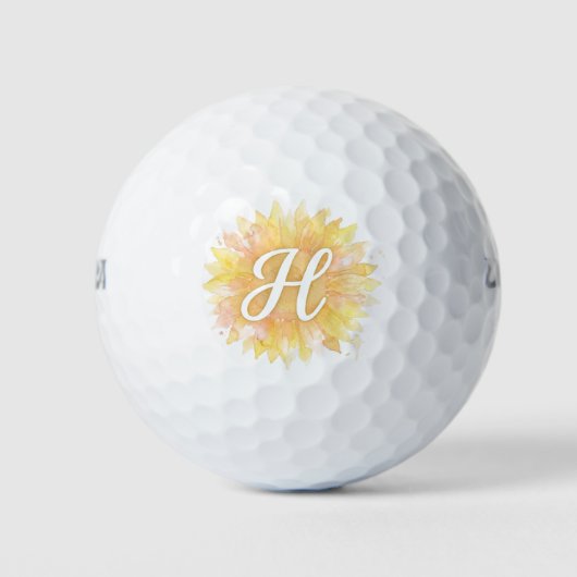 H 初名ひらがな モノグラムイニシャル ひまわり ゴルフボール (正面)