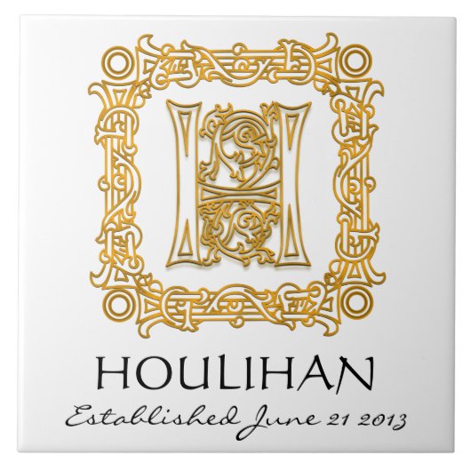 "H"姓の記念日結婚モノグラムタイル タイル (正面)