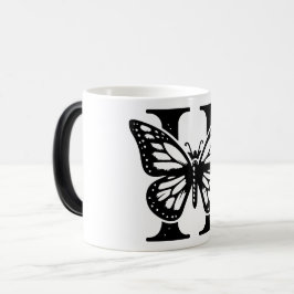 H Alphabet black butterfly モーフィングマグカップ