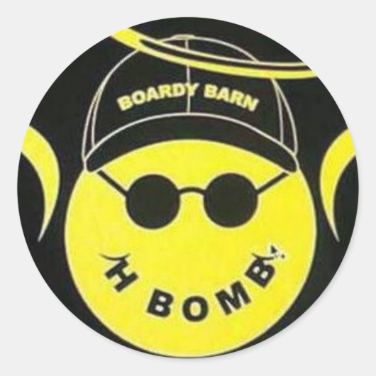 H Bomb Boardy Barnステッカーのメモリ内 ラウンドシール (正面)