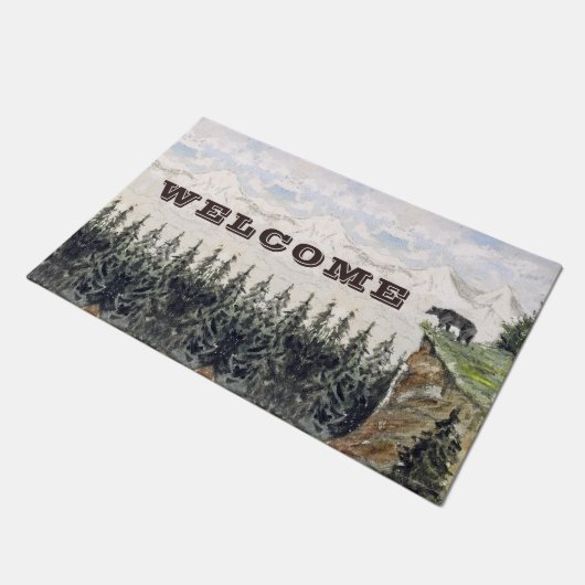 H. Bullock Webster - Bear on Cliff ドアマット (アングル)