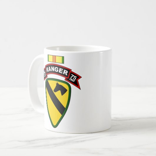 H Coの第75歩兵-レーンジャー-第1 Cav、ベトナム コーヒーマグカップ (正面左)