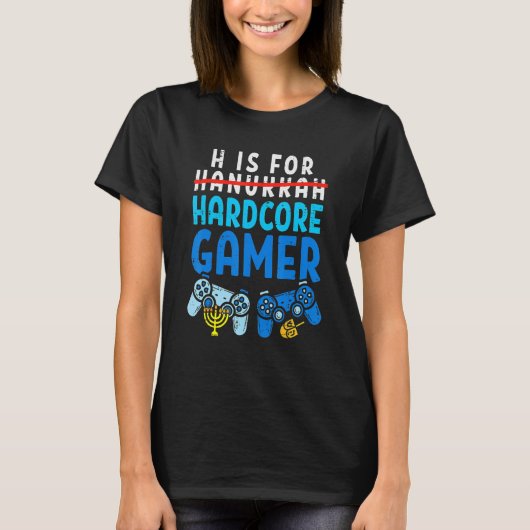 H Is For Hanukkah Gamer Video Gaming Chanukah Boys Tシャツ (正面)
