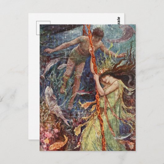 H Jフォードヴィンテージイラストレーションシーメイド ポストカード (正面/裏面)