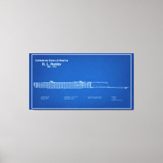 H. L. Hunley - Ship Blueprint Plan ABD キャンバスプリント