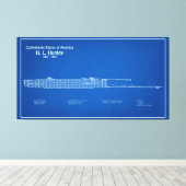 H. L. Hunley - Ship Blueprint Plan ABD キャンバスプリント (インサイチュ (ウッドフロア))