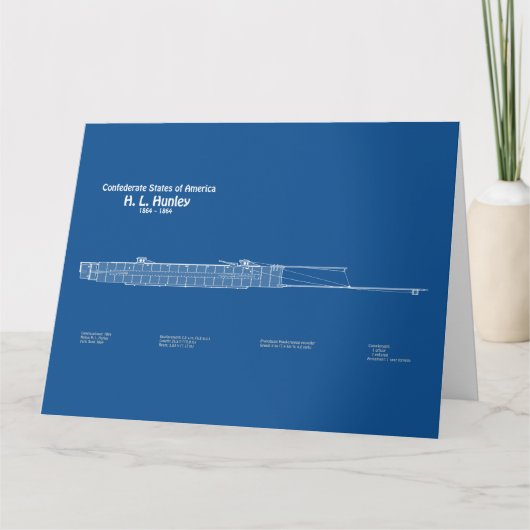H. L. Hunley - Ship Blueprint Plan ABD サンキューカード (正面)