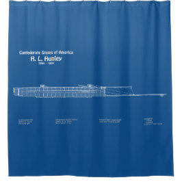 H. L. Hunley - Ship Blueprint Plan ABD シャワーカーテン