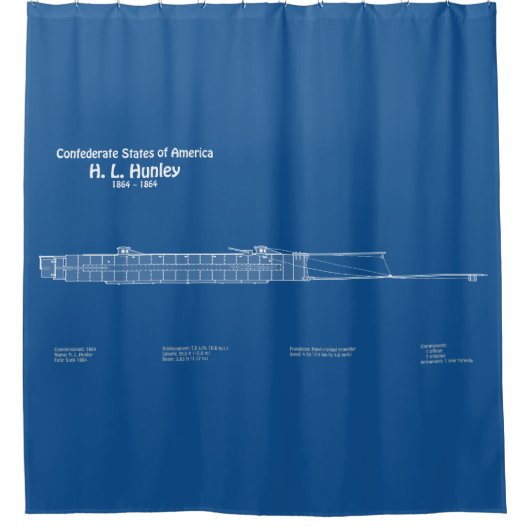 H. L. Hunley - Ship Blueprint Plan ABD シャワーカーテン (正面)