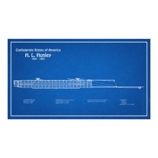 H. L. Hunley - Ship Blueprint Plan ABD フォトプリント (正面)