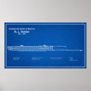 H. L. Hunley - Ship Blueprint Plan ABD ポスター