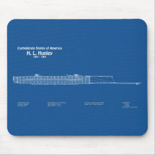 H. L. Hunley - Ship Blueprint Plan ABD マウスパッド