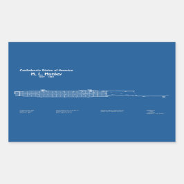H. L. Hunley - Ship Blueprint Plan ABD 長方形シール