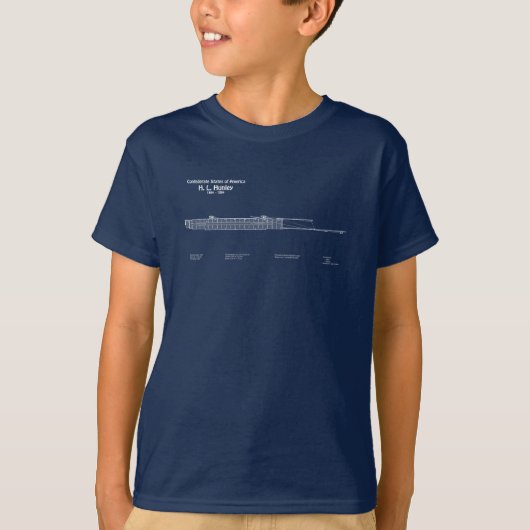 H. L. Hunley - Ship Blueprint Plan ABD Tシャツ (正面)