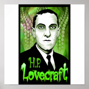 H.P. Lovecraftのポートレート(緑) ポスター