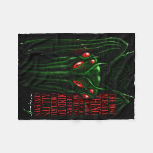 H.P. Lovecraft毛布によるCthulhuの呼出し フリースブランケット (正面(横))