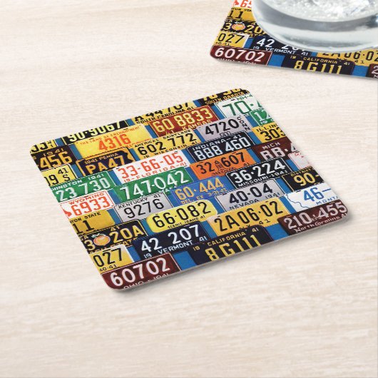 H. Wilson Smithによるライセンスプレート スクエアペーパーコースター (アングル)