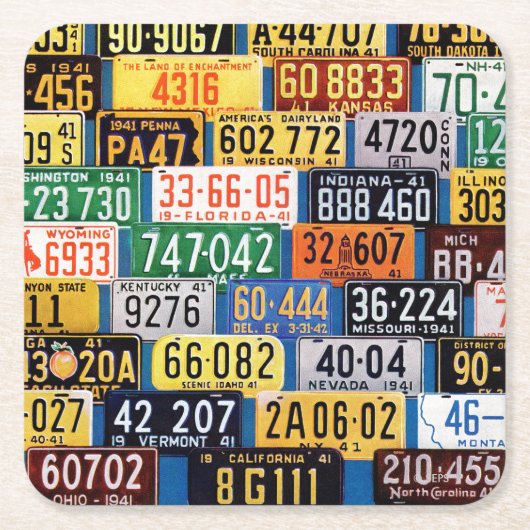 H. Wilson Smithによるライセンスプレート スクエアペーパーコースター (正面)