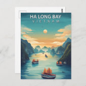 Ha Long Bay Vietnam Boats Vintage ポストカード (正面/裏面)