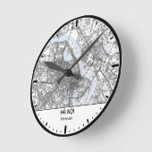Ha Noi Clock City Line Art ラウンド壁時計 (傾斜)