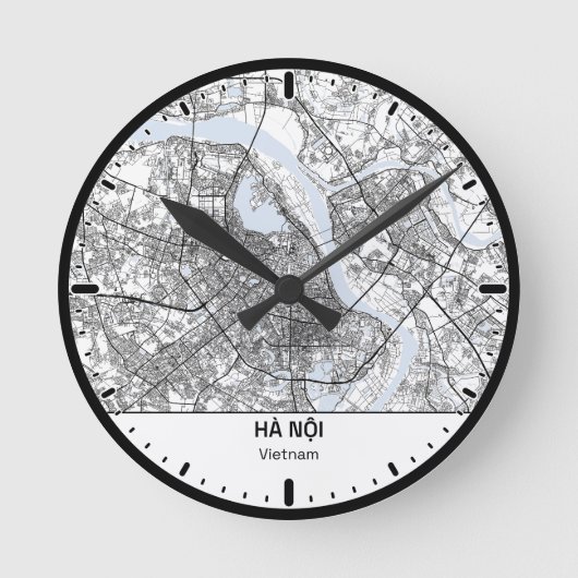 Ha Noi Clock City Line Art ラウンド壁時計 (正面)