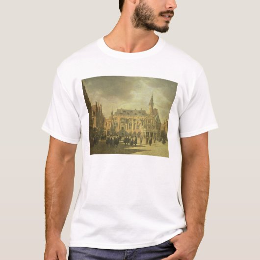 Haarの市場が開かれる広場の市庁舎の眺め Tシャツ (正面)