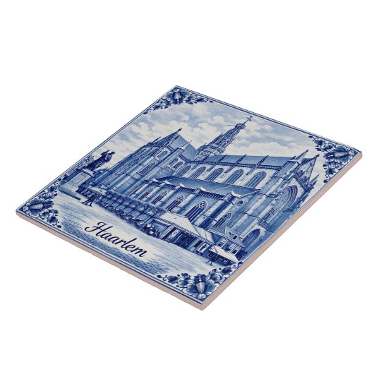 Haarlem church Delft Blue style ceramic tile タイル (側面)