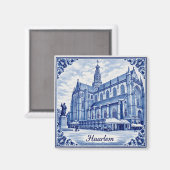 Haarlem church Delft Blue style magnet マグネット (正面/裏面)