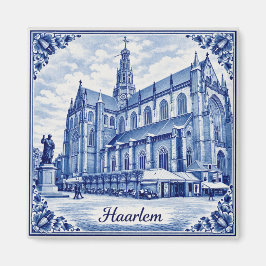 Haarlem church Delft Blue style magnet マグネット