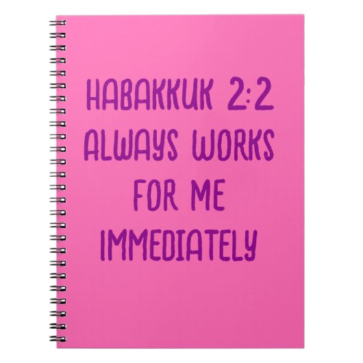 Habakkok 2:2いつも私のために働くピンク ノートブック (正面)