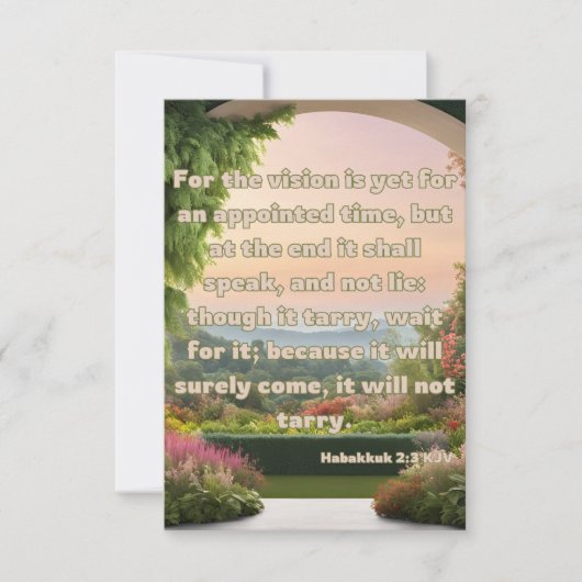 Habakkuk 2:3 KJVバイブル聖句Pic Greeting Card カード (正面)