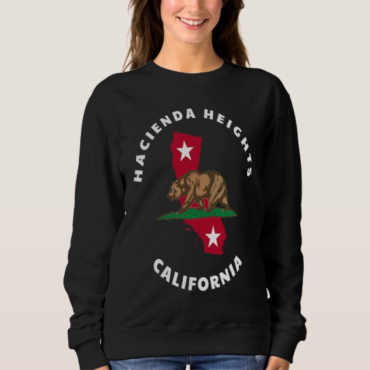 Hacienda Heights California CA Flag and Bear Badge スウェットシャツ (正面)