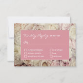 Hacienda Pink RSVPカードバラ背景 出欠カード (正面)