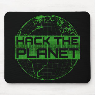 Hack the Planet Green Globe Computer Hackerデザイン マウスパッド