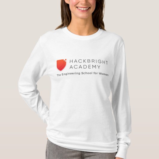 Hackbrightの白いセーター(前部および黒いロゴ) Tシャツ (正面)