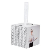 HACKEDコンピュータバイナリコードカスタム2枚の写真 キューブオーナメント (正面アングル)