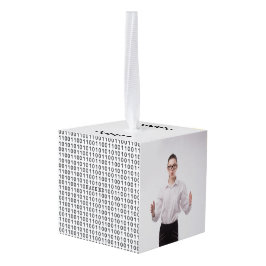 HACKEDコンピュータバイナリコードカスタム2枚の写真 キューブオーナメント