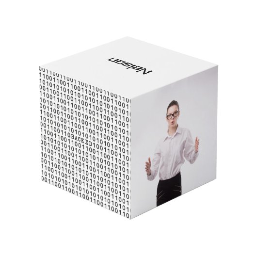 HACKED Computerバイナリコードカスタム2枚の写真 フォトキューブ (裏面アングル)