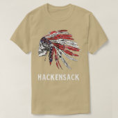 Hackensack Native American USA Flag Skull Headress Tシャツ (デザイン正面)