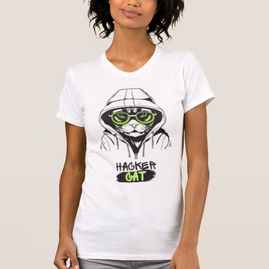 Hacker Cat Cyberpunk Tech Kitty Women's Graphic Te Tシャツ (正面)