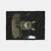 Hacker Cat Meme Funny Computer Cat Kitten Gamer Ca フリースブランケット (正面(横))