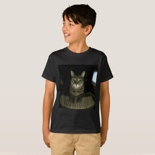 Hacker Cat Meme Funny Computer Cat Kitten Gamer Ca Tシャツ (正面フル)