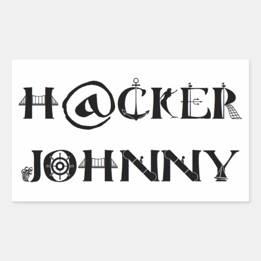 hacker johnny 長方形シール (正面)