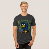Hacker Penguin IT Design – Geek Tech T-Shirt トライブレンドTシャツ (正面全面)