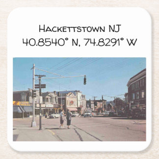 Hackettstown NJマップ座標ヴィンテージスタイル スクエアペーパーコースター
