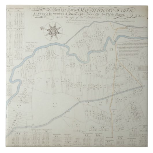 Hackneyの沼地1745年の新しく、正しい地図(lith タイル (正面)